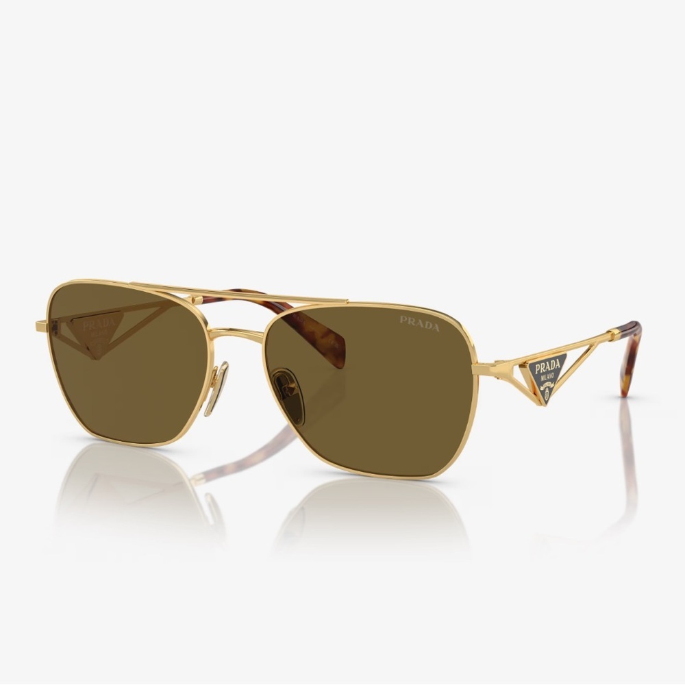 Prada Aviator Sunglasses — PR A50S — Gold/Brown